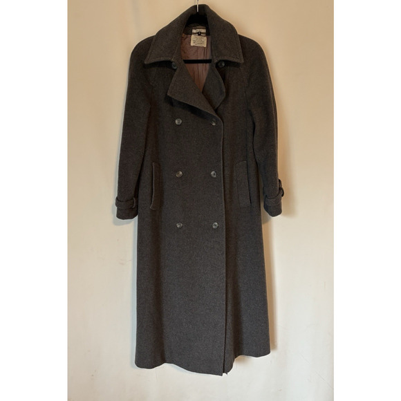 Vtg Neiman Marcus Coat 8 Womens Gray Long Double Breasted Cashmere Wool Pockets - Picture 1 of 11